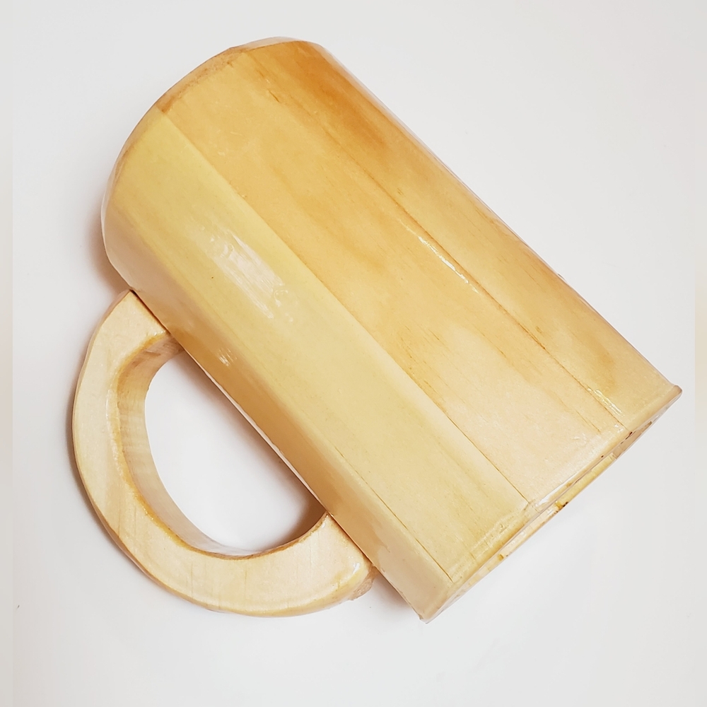Handmade Wooden Pint Cup with Handle Signed CR